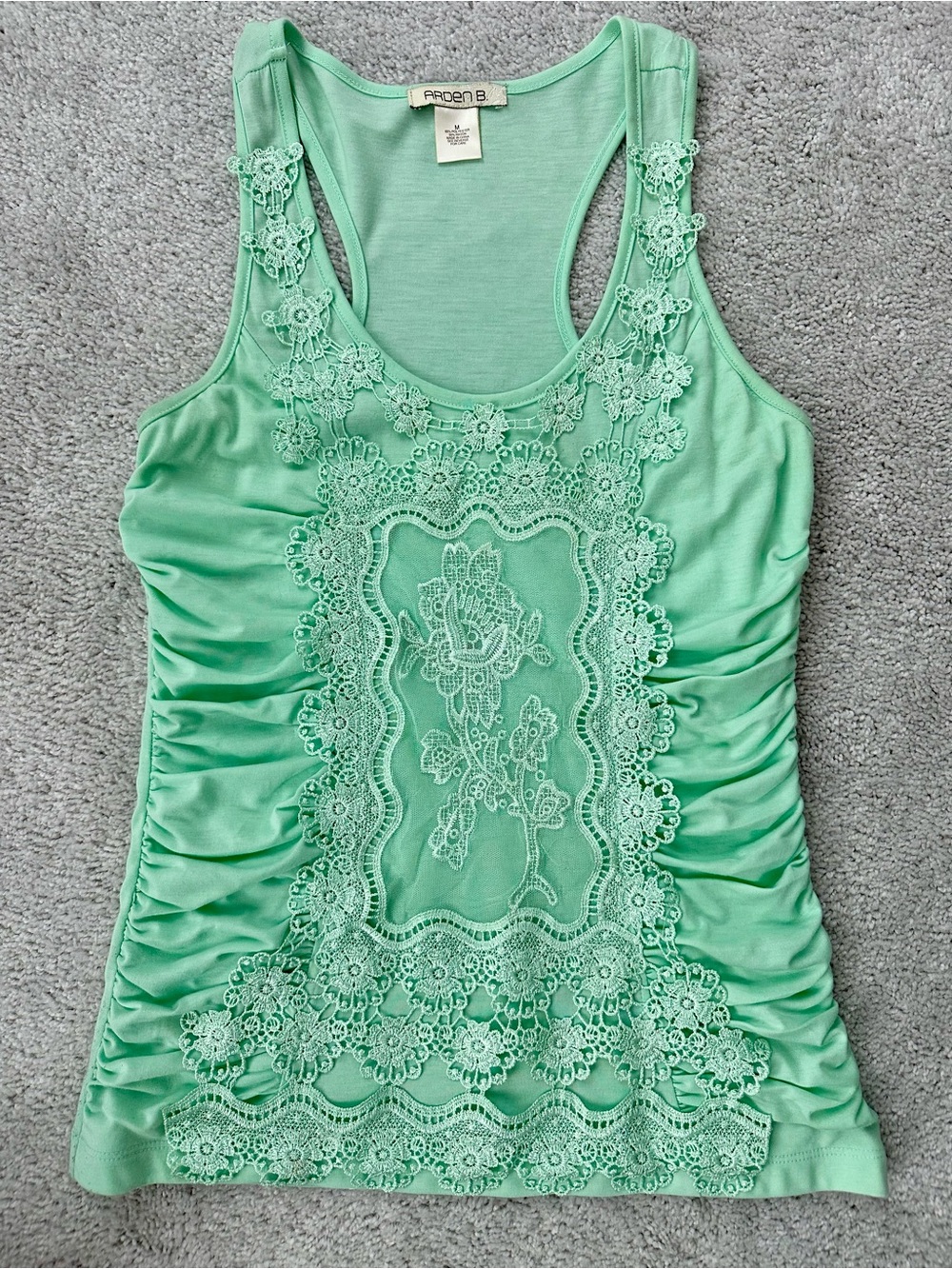Arden B Y2K Green Lace Overlay Tank Top M Vintage